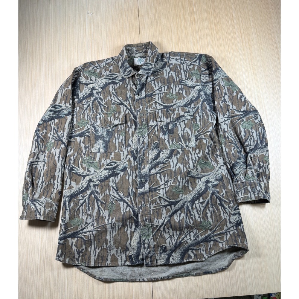 Mossy Oak Perfect Flannel Shirt Mens Multicolor Treestand Camouflage Button Up
